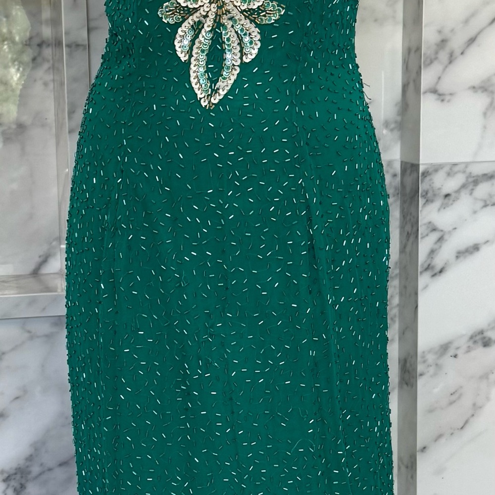 Elegant Green Embellished Dress